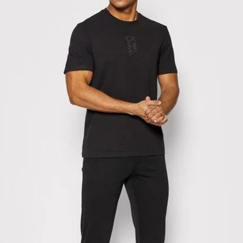 T-shirt Uomo a girocollo con logo frontale Nera CALVIN KLEIN- Francavilla Moda